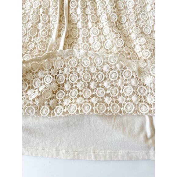 Anthropologie Saturday Sunday Dress XS Cream Crochet French Terry Mini Stretch - Picture 10 of 13